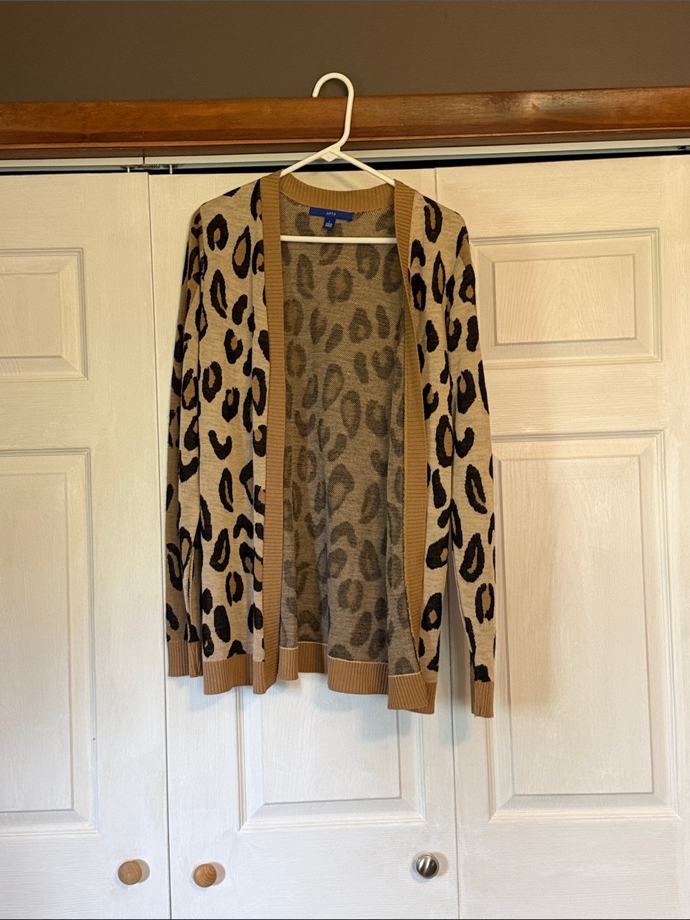 Apt. 9 Tan and Black Leopard-Print Open Cardigan